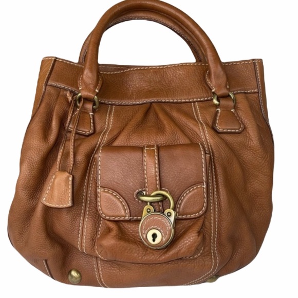 BUTI Italy Brown Leather Handbag With Lock Pocket - Picture 3 of 17